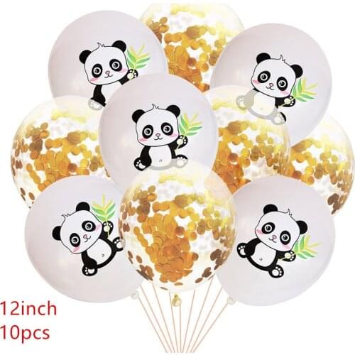 12inch Latex Sequined Balloon Cartoon Panda Baby Theme Party Children Birthday Party Decoration Black Number Panda Balloon Set