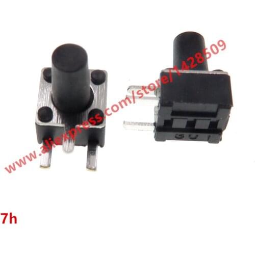 200pcs/lot 4.5*4.5*7mm (Side three Pin DIP) Black Mini Push Button Momentary Tact Button Switch Copper