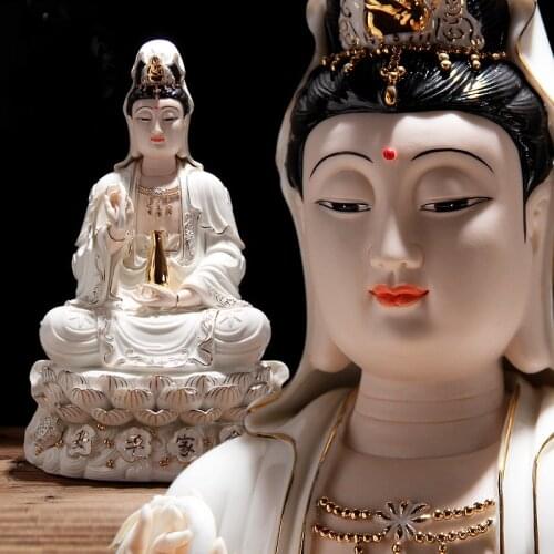 30CM Asia home altar shop Worship high grade Porcelain GUAN YIN PU SA BUDDHA efficacious Talisman buddha family Mascot statue