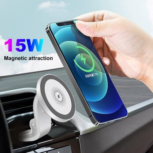 Magnetic Mini 15W Wireless Car Charger Mount For iPhone 12 Pro Max 12 Mini 15W Fast Charging Stand Air Vent Car Phone Holder