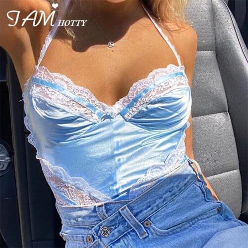 Hollow Out Lace Patchwork Y2K Crop Top Women Sexy Sleeveless Solid Cute Harajuku Camis Korean Fashion Vest Female 2020 Iamhotty