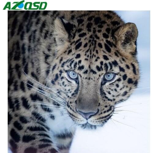 AZQSD 5d Diamond Painting Leopard Full Square Diamond Embroidery Animal Handmade Rhinestones Home Decor Gift Cross Stitch