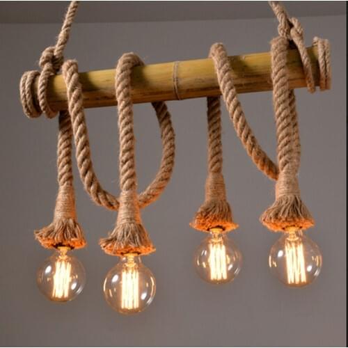 Wood Basket Decorative 4'lü Bamboo Chandelier