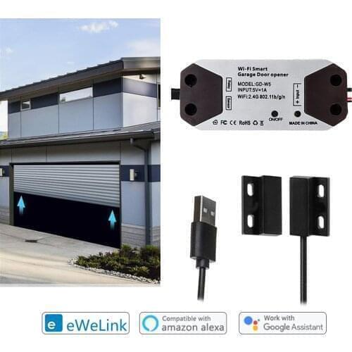 EWelink WiFi Smart Garage Door Sensor Opener Controller WiFi Switch Amazon Alexa Echo Google Home DIY Smart Home App Alert No Hu