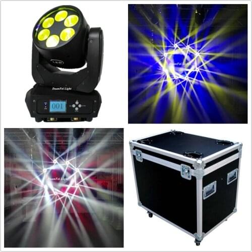 Flightcase) 4pcs Stage Zooming Moving Head Beam 6x25w Moving head LED Super Brightness Beam Light disco lights for stage