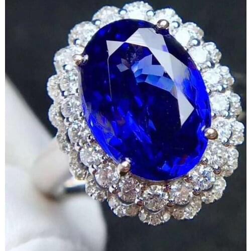 2021 New Arrival Natural real blue sapphire ring real 925 silver Fine jewelry Finger rings party gift birthstone big size gem