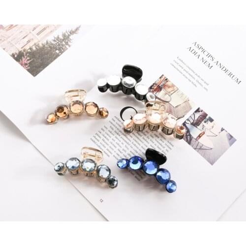 Women crystal Hair Crab Plastic Hair Claws Clamp Resin Barette Top Gripper Crystal Rhinestone Pearl Hairpins Hair Clip