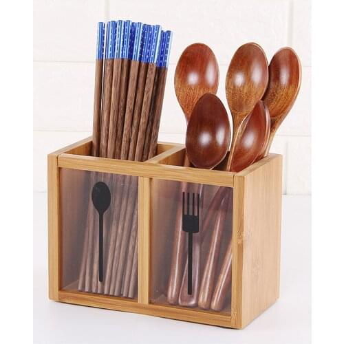 Kitchen Cutlery Storage Box Multifunctional Bamboo Chopsticks Drain Stand Chopsticks Partition Storage Rack Drawer Organizer