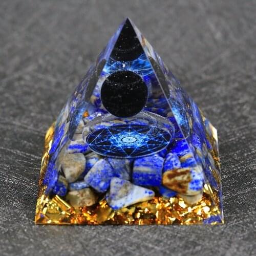 Lapis Lazul Orgone Pyramid Energy Generator Recruit Wealth onyx beads Transport Feng Shui Goods Of Furniture Orgonite jewelry