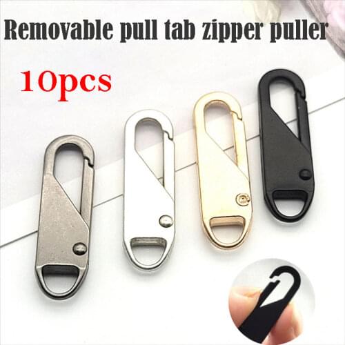 10pcs Bag Zipper Tags Zipper Repair Tool Metal Zipper Head Replacement Pull Tab Fixer Zipper Slider DIY Sewing Craft Detachable