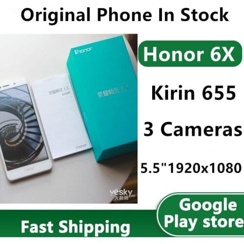 International Firmware Honor 6X Smart Phone 13.0MP Kirin 655 Android 6.0 Fingerprint Dual Sim In Stock 5.5" Full Screen OTA