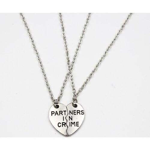 Minimalist Couples Brick Heart Pendant Shaped Necklace for Lovers Matching Friendship 2 Two Piece Jewelry Valentines Day Gift