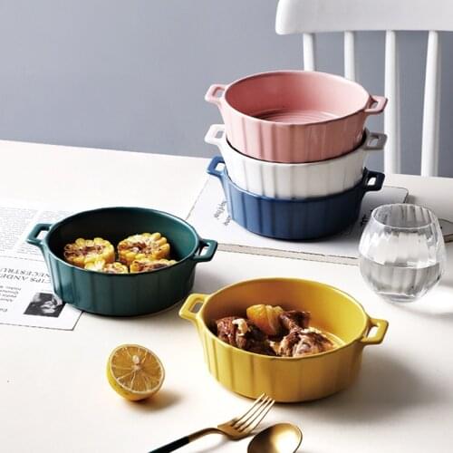 Korean Baking Bowl Baking Home Cheese Bowl Oven is suitable for single fruit salad bowls with small soup bowls with two ears