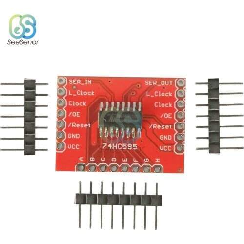 DC 3.3-5V Low Power Consumption 74HC595 Expansion Module Shift Register CMOS Serial Output SPI Interface