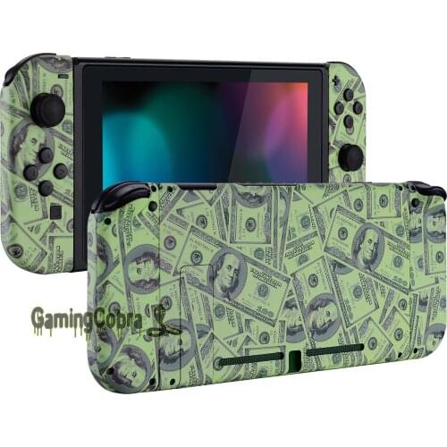 100$ Cash Money Patterned Soft Touch Grip Console Back Plate, Controller Housing Shell with Full Set Buttons for Nintendo Switch
