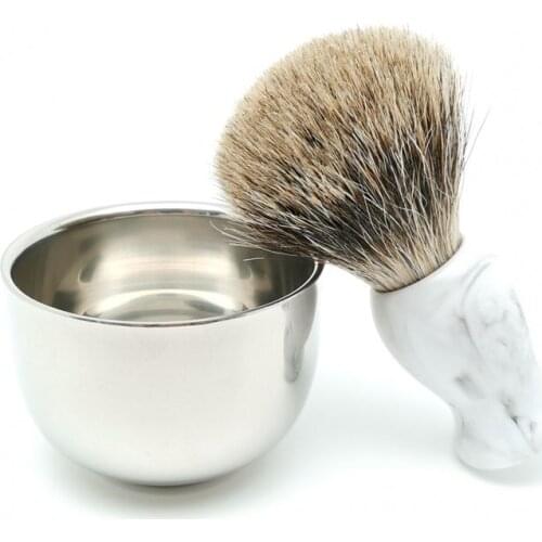 TEYO Two Band Fine Badger Hair Shaving Brush and Shaving Bowl Set Perfect for Wet Shave Double Edge Razor Safety Razor Tools