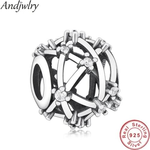 Fit Pandora Charms Bracelet 925 Silver Original Openwork Star Constellations Charm Beads for Making Women Jewelry Berloque