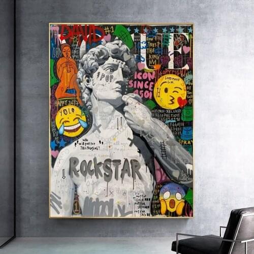 Modern Street Graffiti David Portraits Posters And Prints On Wall Art Canvas Painting Picture For Living Room Modern Home Decor
