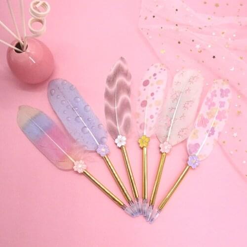 Hot Multi-Color Feather Body Gel Pen Teachers Day Gift Metal Simple Quality Pen Office Stationery Beautiful Birthday Gift