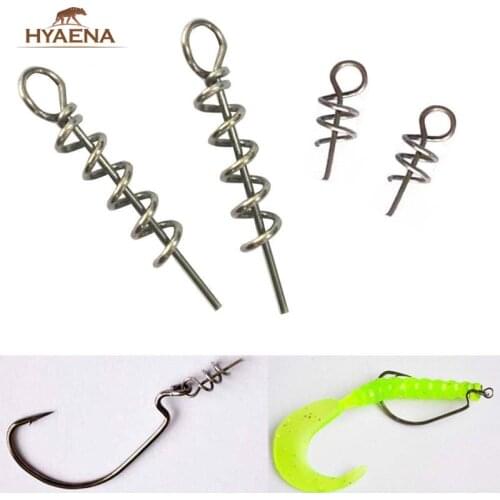 Hyaena 30pcs/lot Fishing Hook Fishing Soft Lure Baits Rigs Fixed Latch Needle Spring Twist Lock Tackle Centering Pin