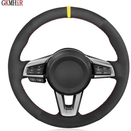 DIY Hand-Stitched Non-slip Black Genuine Leather Suede Car Steering Wheel Cover For Mazda MX-5 MX5 2016 2017 2018 2019 2020