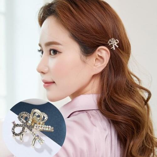 CHIMERA Gray Small Scissors Hair Claw Clip Alloy Rhinestone Mini Hair Clamp Metal Crystal Hairpin Cute Bangs Side Clip For Women