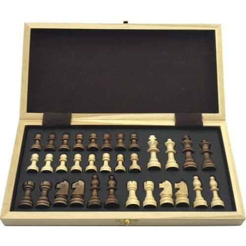 Chess Set Wooden Wooden Checker Board Solid Wood Pieces Folding Chess Board High-end Puzzle Chess Game Entertainment