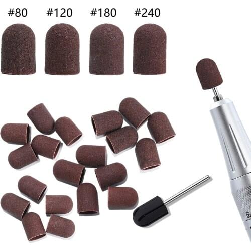 TP Sanding Bands Block Caps Purple Grit #80/120/180 Sanding Caps Electric Nail Drill Bit for Manicure Pedicure Milling Accessory