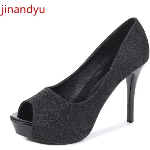 Sequin High Heels Platforms Woman Pumps Peep Toe Wedding Heels Fashion Women Sexy Shoes Platform High Heel Sliver Black Shoes
