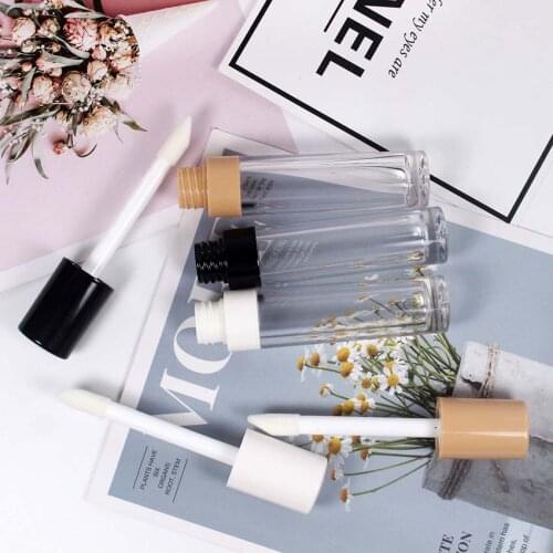 New Hot Sale 8ml Thick Wall Clear Lipgloss Tube Big brush Cosmetic Lip Gloss Packaging Container with White Black Lid