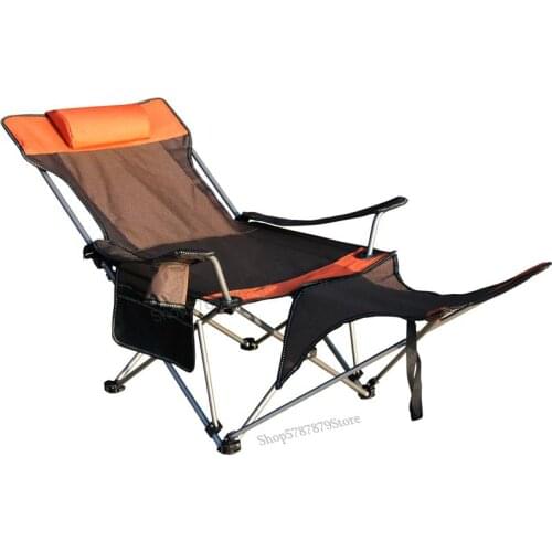 Outdoor folding chair recliner ultra light portable home nap lunch break bed chair back fishing chair actor beach chair