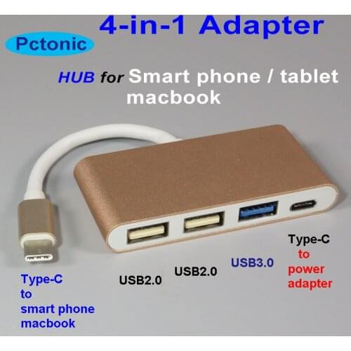 PCTONIC combo 4-in-1 Type-C to USB3.0 HUB adapter Hub convertor For Mobile phone MacBook type-C devices