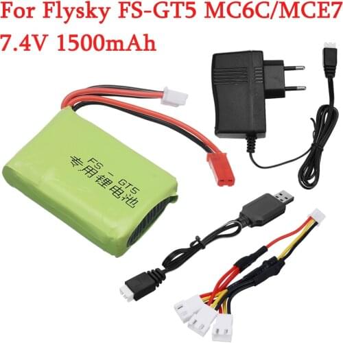 7.4v 1500mah 2S RC Lipo Battery Fits for Flysky FS-GT5 MC6C/MCE 2.4G 6CH Transmitter for RC Car Boat Remote Control Spare Parts