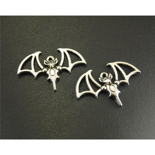 8pcs Silver Color Metal bat Charm DIY Jewelry Findings Accessories 23x33mm A1600