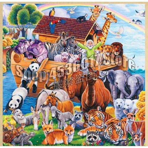 Full 5D Diy Diamond Painting Cross-switch Noahs Ark Animals Religious 3D Diamond Embroidery Rhinestones Paintings Mosaic Decor