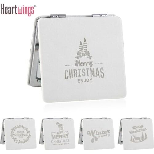Free engrave,Mini Beauty pocket compact makeup mirror PU leather,girl friend Merry Christmas gift new year personalized present