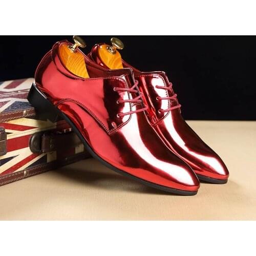 Shinny Gold sapato masculino oxford shoes for men fashion male mens pointed toe dress wedding office shoes brogues suit flats