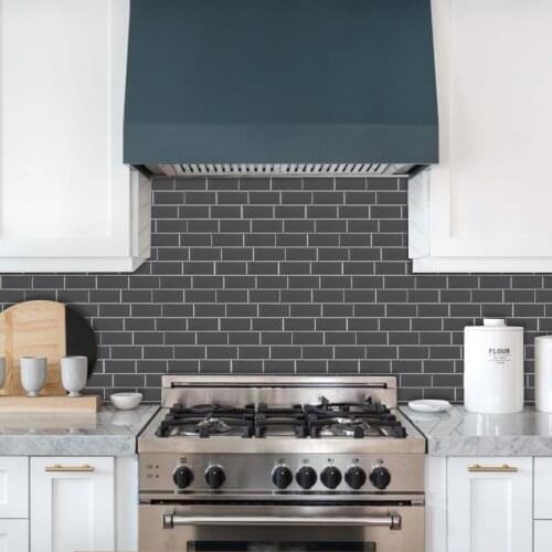 Black Subway Wallstick Peel and Stick Wall Sticker DIY Kitchen Bathroom Backsplash Home Decor Vinyl 3D Mosaic Wall Stick Tile