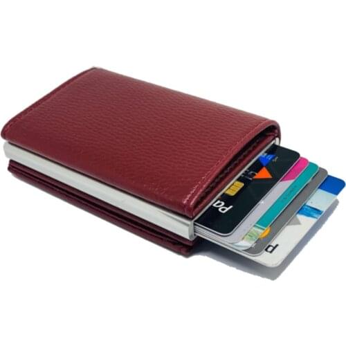 Money-Eyed Automatic Mechanismed Leather Burgundy Men Card Wallet Wallet Polo Solid Quality Cheap Stylish Gift