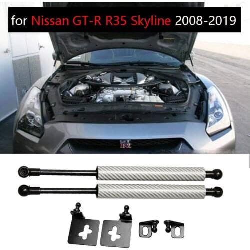 For Nissan GTR GT-R R35 Skyline Coupe 2008-2019 Bonnet Hood Lift Supports Shock Gas Struts Charged Rod Absorber Prop Springs Bar