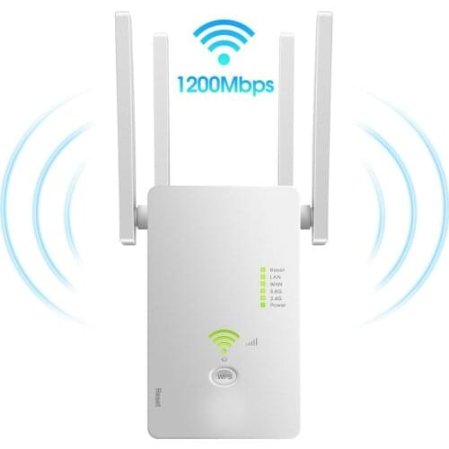 Dual Band Repeater 1200Mbps Home 2.4Ghz & 5.8Ghz Wifi Extender AP Router EU Plug US Plug Wireless 4Pcs Antennas Signal Amplifier