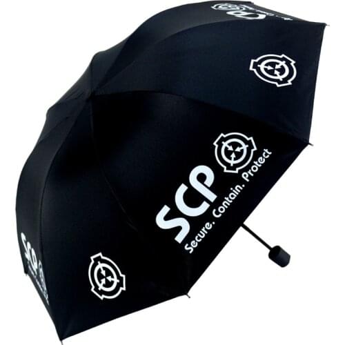Prop SCP Special Containment Protect Tri-Folding Pocket Umbrella Waterproof Windproof Folding Anti-UV Sun Rain Cosplay Gift New