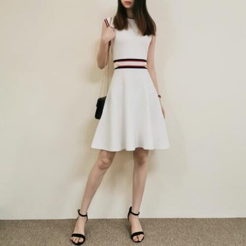 2020 Summer New Arrival Sleeveless Knitted Skater Dress plus size Women Elegant Dresss