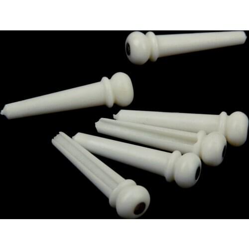 Set of 6 Beige Bone Bridge Pegs Endpins with Dot Inlaid for Acoustic Guitar Luthier Supply