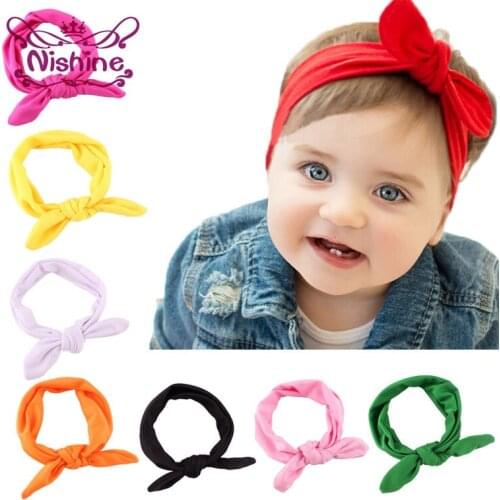 Nishine Cute Knot Tie Headwrap Kids Hairband Turban Cotton Blend Headwraps Photo Prop Stretchy Girls Hair Accessories