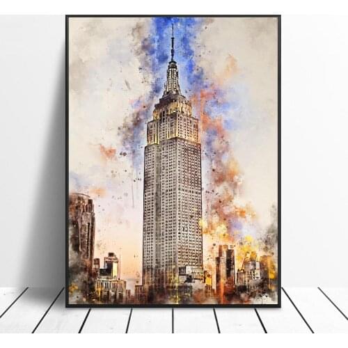 New York in Watercolor 2 Canvas Painting Wall Art Pictures prints home decor Wall poster decoration for living room