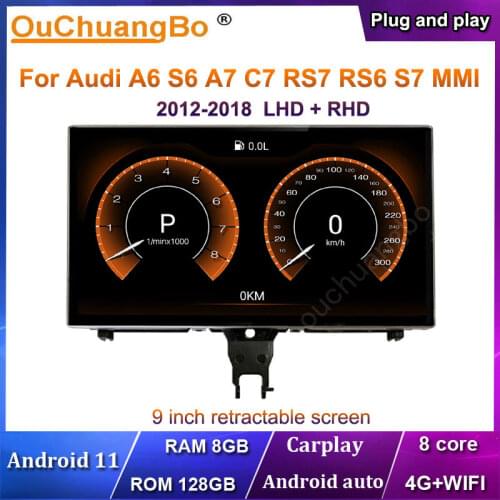 Ouchuangbo Car Radio Android 10 For Audi A6 S6 A7 C7 RS7 RS6 S7 MMI 2012-2018 LHD RHD With 8 Core 64GB CarPlay GPS Head Unit