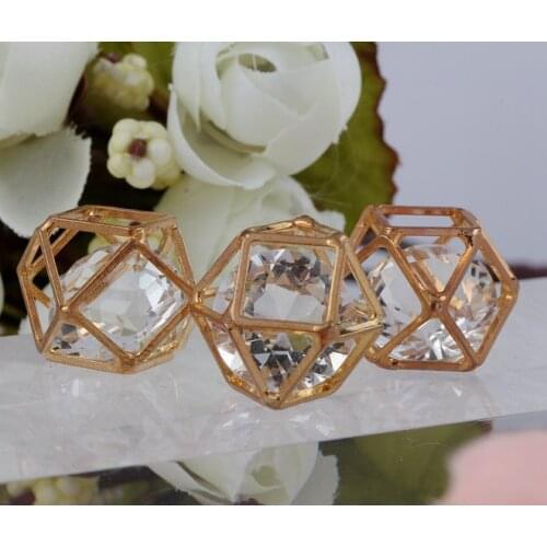 Vintage Gold Cube Inside Rhinestone Charms Pendant For Jewelry Making Findings Bracelets Handmade Accessories DIY Gifts HOT S73