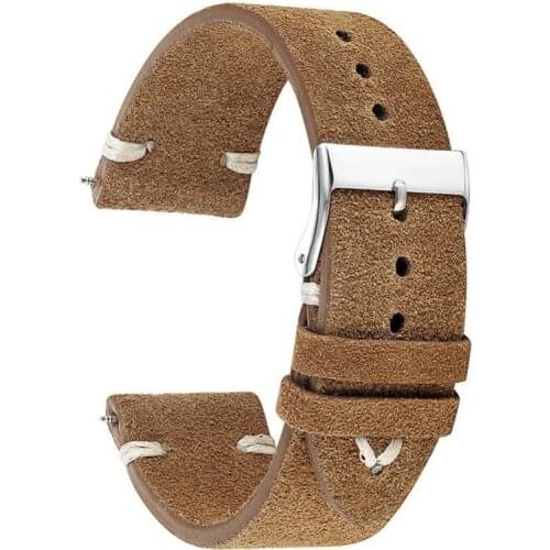 Onthelevel Hot Sale Suede Leather Watch Band With Sliver Buckle Light Brown Dark Brown Watch Straps 18mm 20mm 22mm In Stock