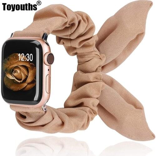Toyouths Scrunchies Strap for Apple Watch 38mm/42mm Butterfly Bow Cloth 2020 Women Fabric Strap for iwatch 5 4 3 2 1 40mm/44mm